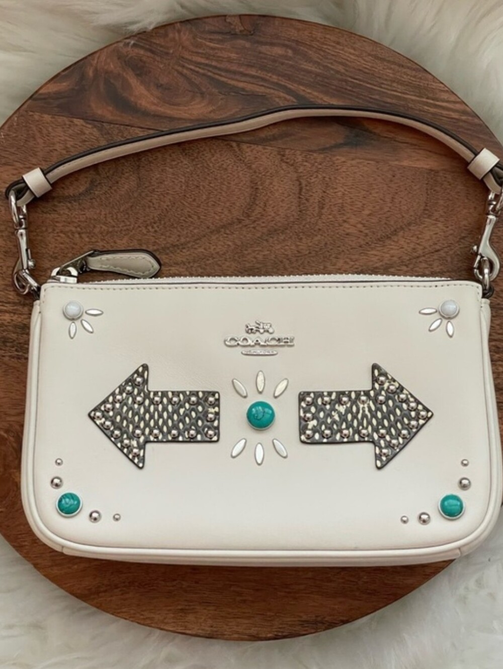 COACH Chalk Leather Western Rivet Nolita 19 Bag